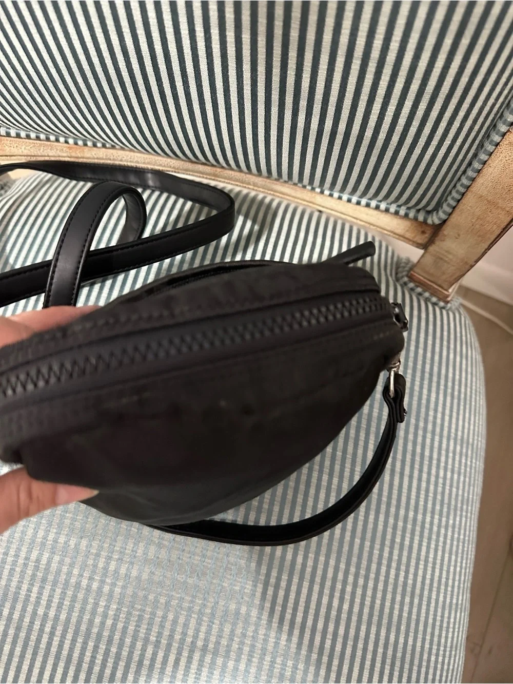 Vintage Fossil Genuine Classic Mini Crossbody Bag Y2K Black Nylon PVC Trim